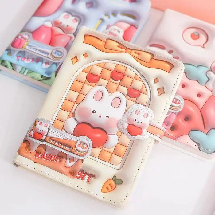 Bunny Planet Delight: Colorful Student Planner Notebook with Magnetic Closure