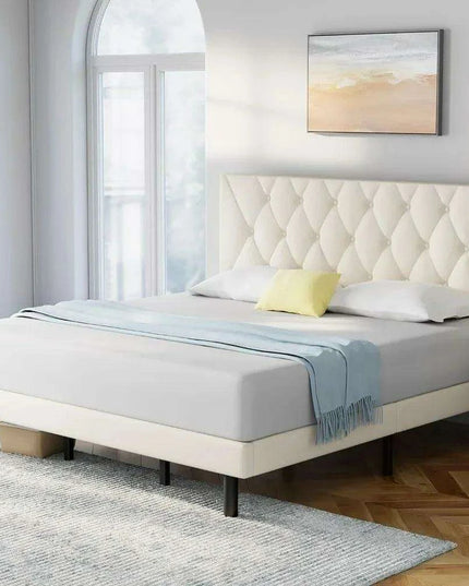 QuietDream Versatile Adjustable Bed Frame with Sturdy Construction and Silent Operation - Beige