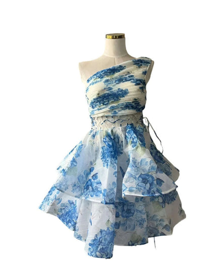 Chic Asymmetrical High-Waist Mini Dress with Statement Diagonal Collar for Fashion-Forward Women