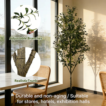 110/150/180cm Artificial Olive Tree, Tall Faux Plant With Black Pot, For Home Office Living Room Floor Decor, No Maintenance 110-150-180cm-artificial-olive-tree-tall-faux-plant-with-black-pot-for-home-office-living-room-floor-decor-no-maintenance