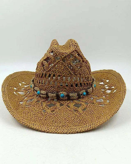 Handcrafted Unisex Denim Straw Cowboy Hat for Ultimate Summer Sun Protection
