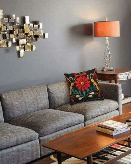 Exquisite Velvet Cushion Covers Featuring Mexican Butterfly and Floral Embroidery for Stylish Home Decor