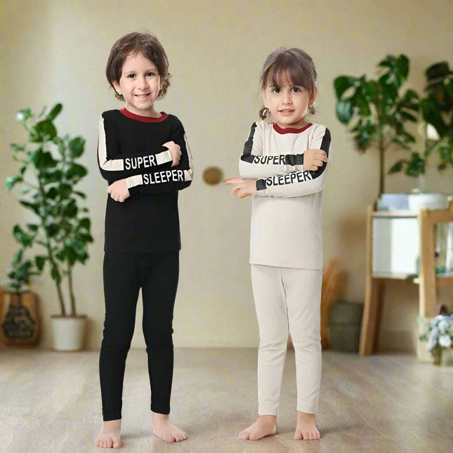 Chic Black and Beige Striped Family Matching Modal Outfit Set for All Ages