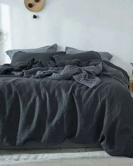 Luxurious French Linen Bedding Set - Enzyme Washed Four-Piece Collection