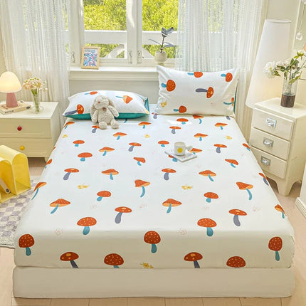 Housewear Cotton Fitted Sheet - Soft, Comfortable, Elastic Band, Print