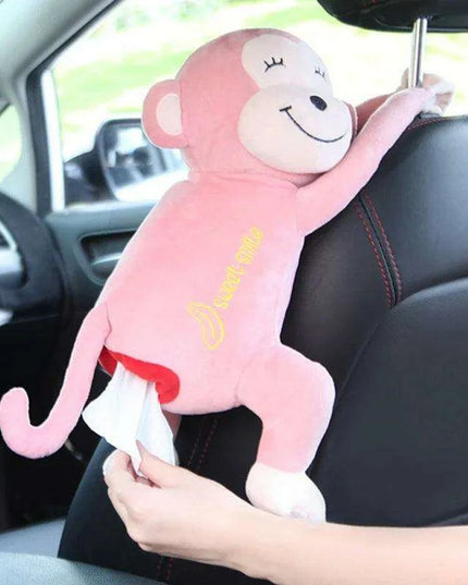 Monkey and Bunny Plush Tissue Box Cover - Ideal for Car and Home