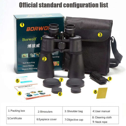 Borwolf 10-60X60 Waterproof High Definition Binoculars for Superior Long-Distance Observation