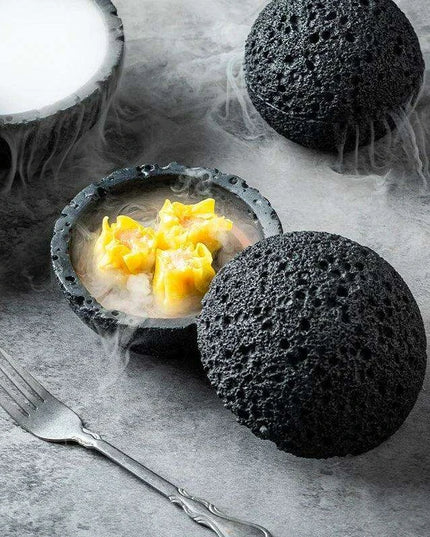 Smoky Volcano Inspired Porcelain Bowl Collection for Culinary Masterpieces