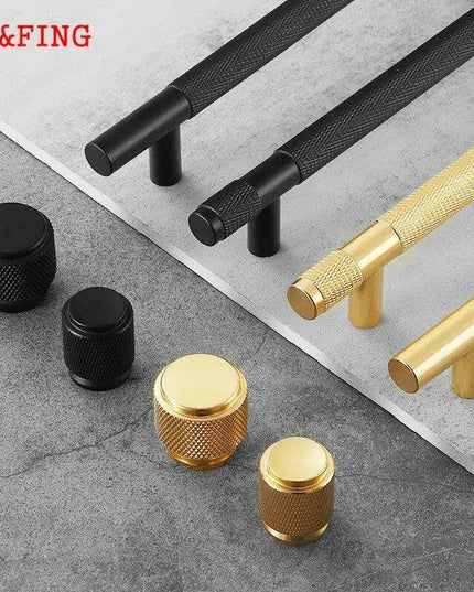 Sophisticated Black and Gold Aluminum Cabinet Hardware Collection