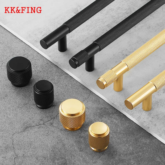 Elegant Black Gold Aluminium Alloy Cabinet Handles and Knobs Kit
