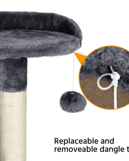 Premium Charcoal Grey Cat Tower Playground with Interactive Features - Ultimate Feline Retreat