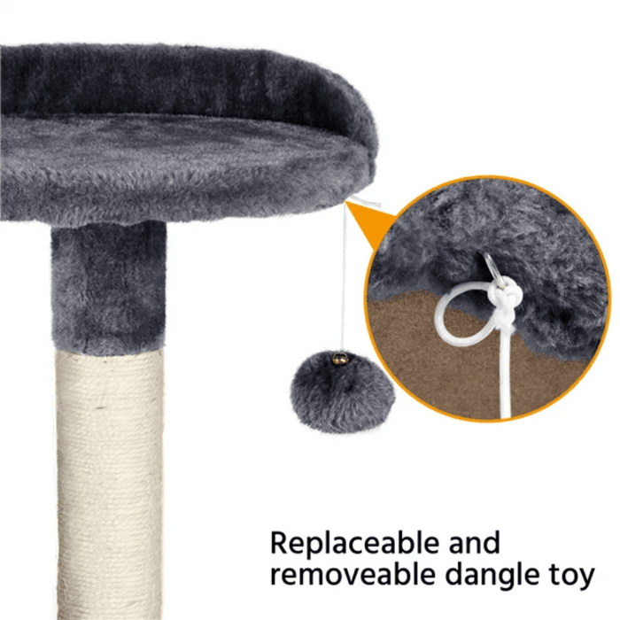 Premium Charcoal Grey Cat Tower Playground with Interactive Features - Ultimate Feline Retreat
