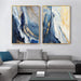 Blue and Gold Abstract Nordic Style Art Prints for Modern Home Decor - Set of Contemporary Paintings