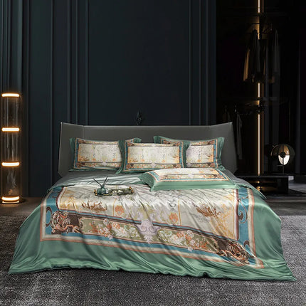Mulberry Silk Bedding Set — 4-Piece Vintage Boho Design, 22mm