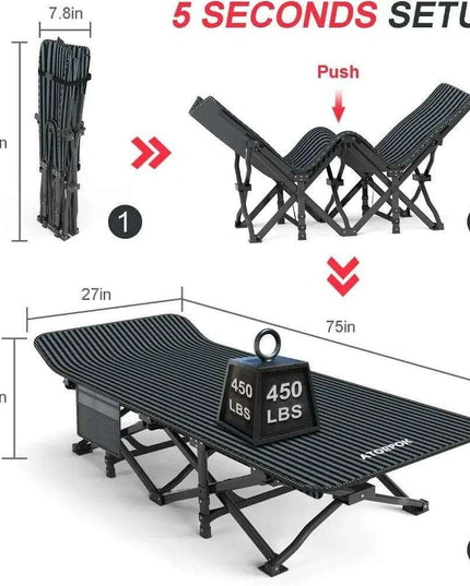 Premium Comfort Folding Camping Cot with Superior Stability and Temperature Control for Adults