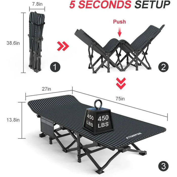 Premium Comfort Folding Camping Cot with Superior Stability and Temperature Control for Adults