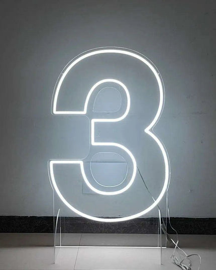 Customizable Neon LED Number Sign Set - Illuminated Decor for Events and Home