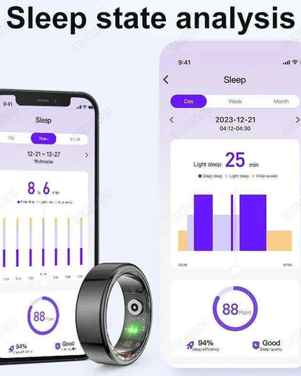 Advanced QRing Health & Fitness Monitor Ring - Comprehensive Heart Rate, Oxygen, Sleep & Activity Tracking