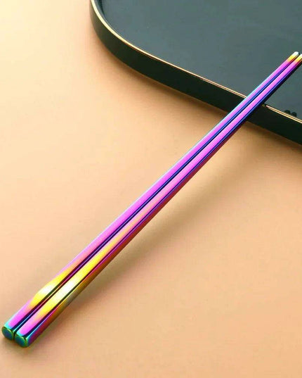 Sleek and Sturdy Stainless Steel Chopsticks - Ergonomic Non-Slip Grip for Sushi and Asian Cuisine