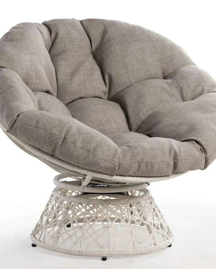 Luxurious 360° Swivel Wicker Papasan Chair with Plush Cushion and Metal Frame