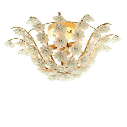 Elegant Retro White Floral LED Ceiling Lamp - A Timeless Luxury Accent for Your Home