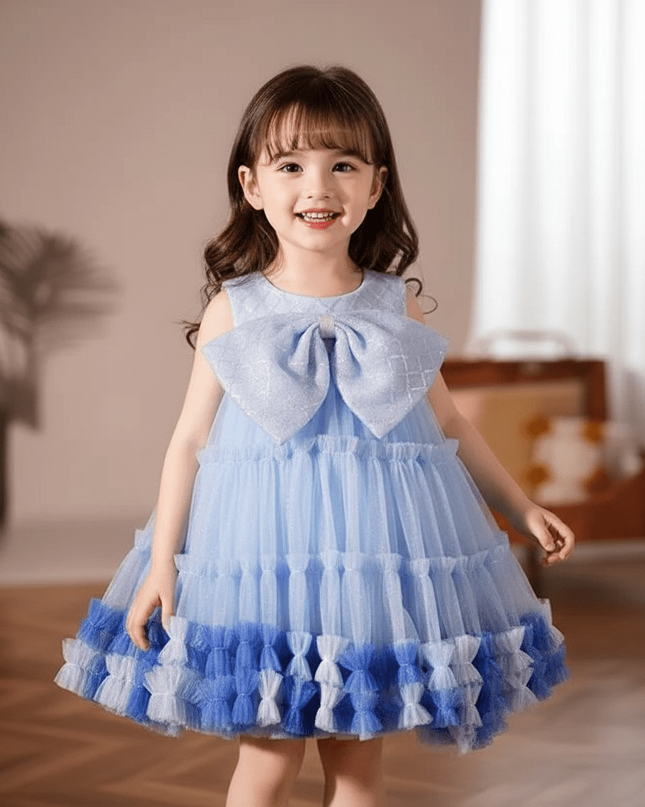 Elegant Baby Baptism Dress with Bow and Sequins for Special Occasions