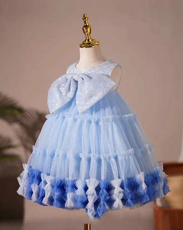 Elegant Baby Baptism Dress with Bow and Sequins for Special Occasions