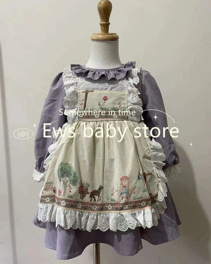 Enchanting 2PCS Vintage Lace Spanish Lolita Princess Dresses for Girls