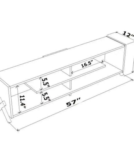 Modern 57-Inch Walnut TV Console with Open Storage and Retro Legs