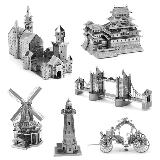 3D Metal World Landmarks Puzzle Building Kit for Learning and Fun