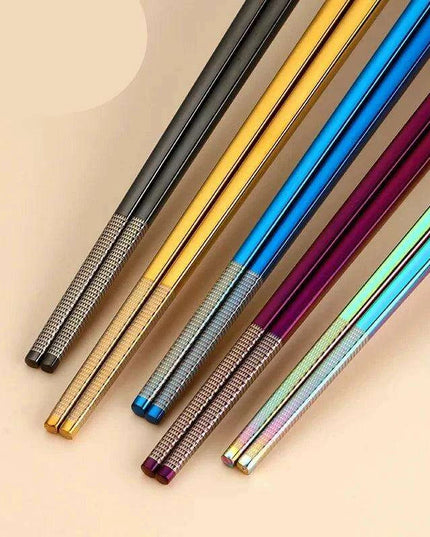 Elegant Laser Engraved Stainless Steel Chopsticks with Non-Slip Grip for Sushi and Noodle Lovers