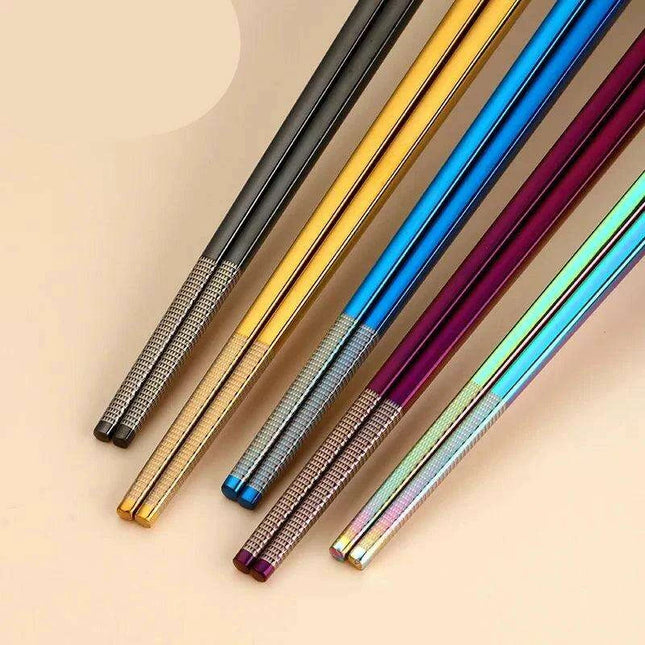 Elegant Laser Engraved Stainless Steel Chopsticks with Non-Slip Grip for Sushi and Noodle Lovers