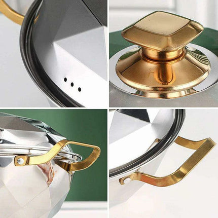 Versatile 304 Stainless Steel Cooking Pot with Integrated Steamer Basket