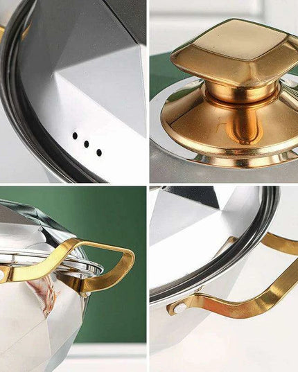 Versatile 304 Stainless Steel Cooking Pot with Integrated Steamer Basket