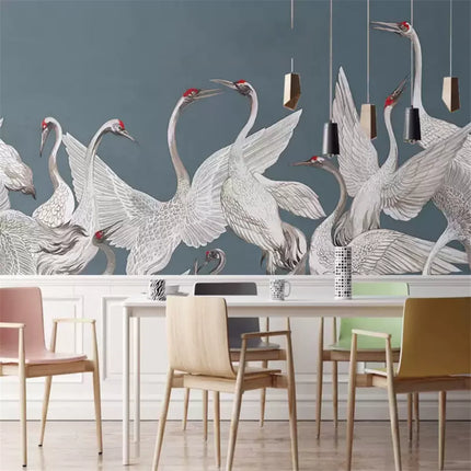 Très Elite 3D Light Luxury Japanese Red Crowned Crane Wallpaper, Remov