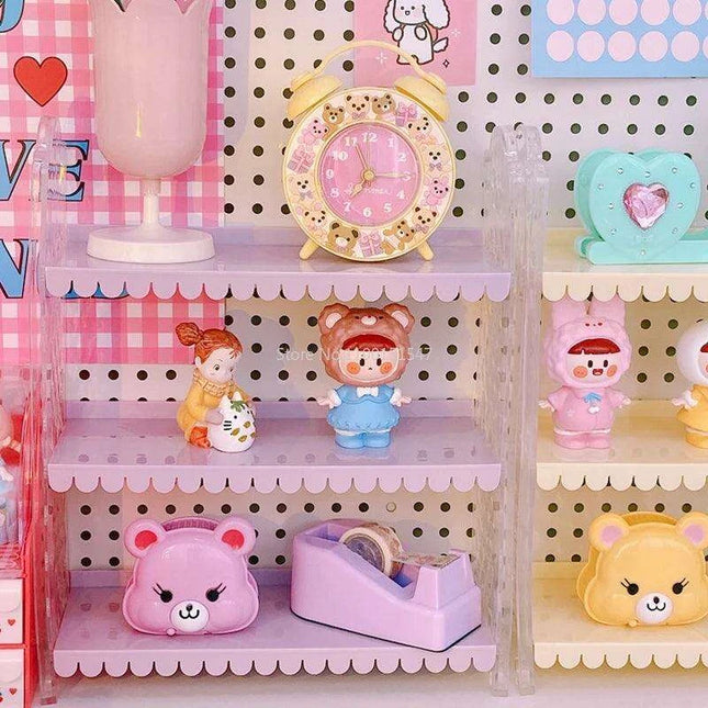 Chic Pink Lace 3-Tier Organizer for Dolls and Cosmetics