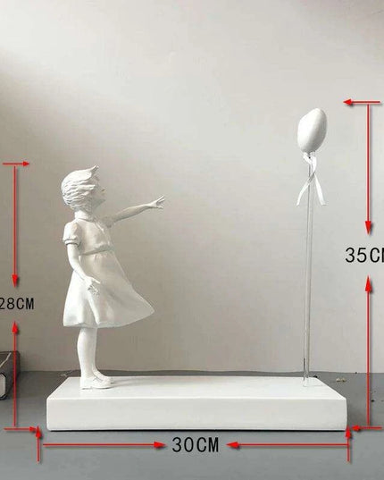 Heart Balloon Girl Banksy Inspired Resin Art Sculpture - Large Size Home Decor Piece