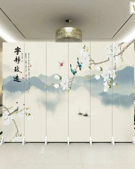 Versatile Mobile Folding Chinese Partition Screen for Hotels and Offices - Dual-Sided Conference Divider