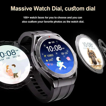 Stylish Bluetooth AMOLED Smartwatch with GPS & Music Storage - Complete Men's Set with Wireless Earbuds