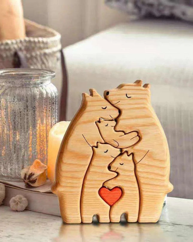 Customizable Bear Family Wooden Puzzle - A Unique Keepsake to Celebrate Family Love