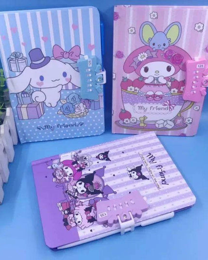 Delightful Sanrio Creative Notebook Set with Secret Code Lock & Inspiring Stationery Kit for Young Innovators