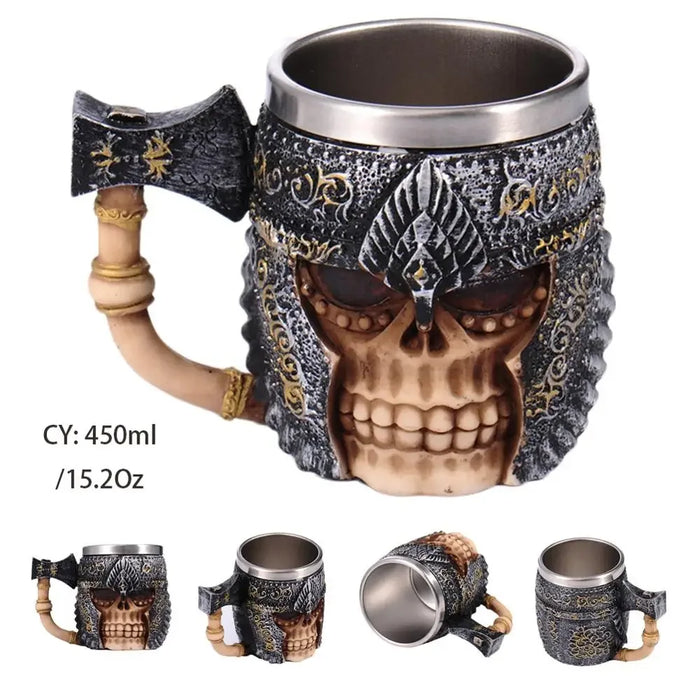 Skull Knight Tankard Stainless Steel Resin Beer Mug - Halloween Viking Tea Pub Decor
Unleash Your Warrior Spirit with this Skull Knight Tankard - High-Quality Resin & Stainless Steel Beer Mug