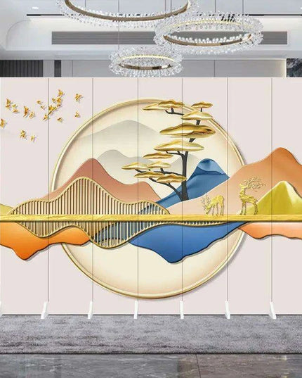 Contemporary Dual-Sided Mobile Folding Screen for Stylish Space Division