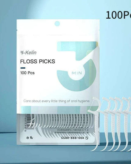 Y-Kelin 100 Count Premium Disposable Floss Picks for Superior Oral Care