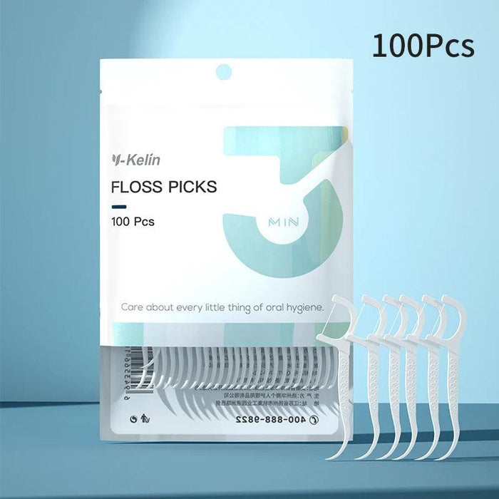 Y-Kelin 100 Count Premium Disposable Floss Picks for Superior Oral Care