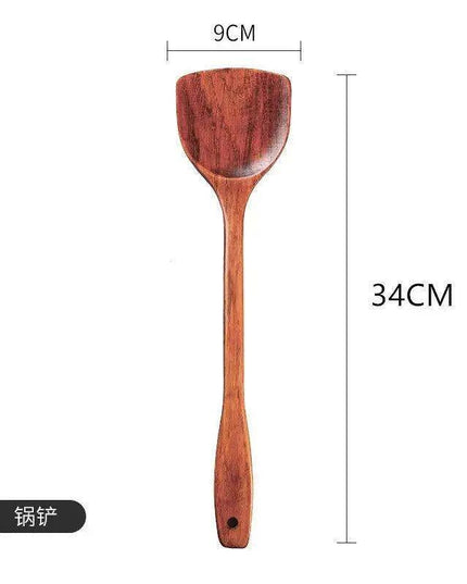 Eco-Friendly Sumac Bark Kitchen Utensils Set with Extended Spatula and Heat-Resistant Rice Scoop