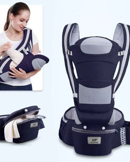 Multifunctional Ergonomic Baby Carrier with Hipseat and Kangaroo Wrap for Infants and Toddlers
