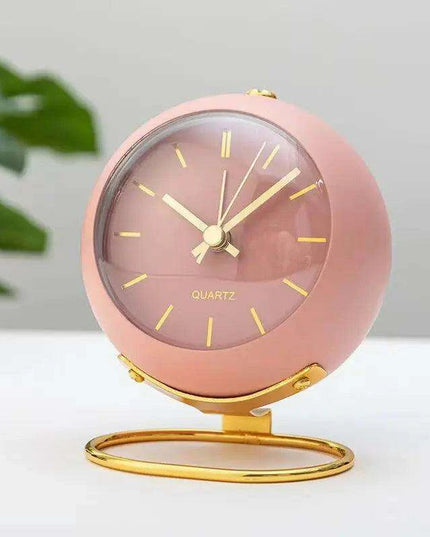 Modern Metal Frame Analog Alarm Clock with Soft Night Light – Chic Home Accent & Perfect Gift