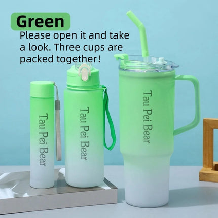 Shop1103833289 40oz Gradient Color Portable Cup Set with Straw, 3-Piec