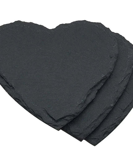 Charming Natural Slate Heart-Shaped Serving Tray Set for Culinary Delights